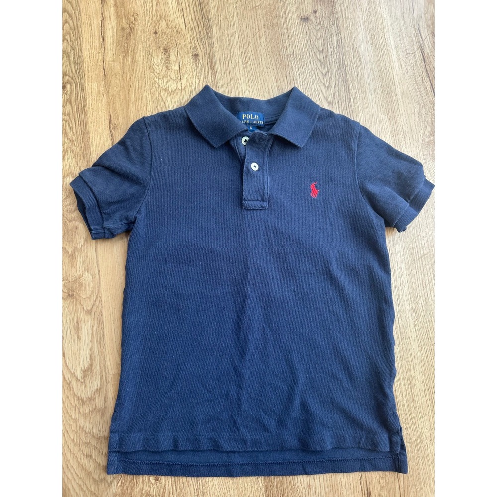 Polo Ralph Lauren Kids Navy Blue Short Sleeve Cotton Pique Polo Shirt Size 6